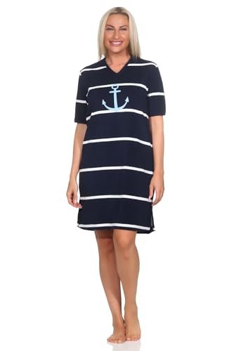 Normann Damen Nachthemd in maritimer Optik mit Anker Motiv - auch in Übergröße, Farbe:Marine, Größe:40-42 von Normann
