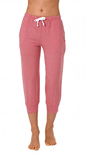 Normann Damen Pyjama Capri Hose 3/4-lang - Mix & Match - ideal zum kombinieren 223 90 903, Größe:44/46, Farbe:rot von Normann