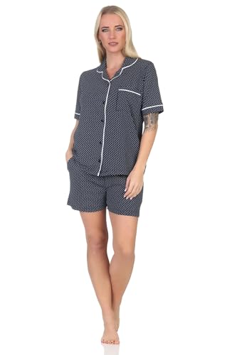 Normann Damen Kurzarm Shorty Pyjama in klassischen Style aus Jersey - auch in Übergröße, Farbe:Allover, Größe:60-62 von Normann