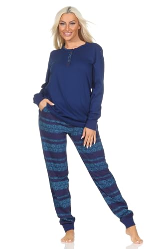 Normann Damen Pyjama lang mit Bündchen im Ethnolook - auch in Übergrößen, Farbe:Marine, Größe:56-58 Normann Damen Pyjama lang mit Bündchen im Ethnolook - auch in Übergrößen, Farbe:Marine, Größe:56-58 von Normann