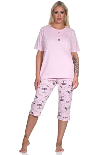 Normann Damen Schlafanzug Kurzarm Pyjama mit Capri-Pyjamahose in floralem Alloverprint, Farbe:rosa, Größe:36-38 von Normann