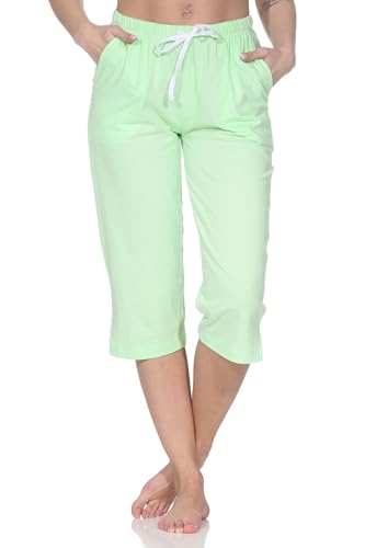Normann Damen Schlafanzug Pyjama Capri-Hose 3/4-lang - Mix & Match - perfekt zu kombinieren, Farbe:grün, Größe:40-42 von Normann