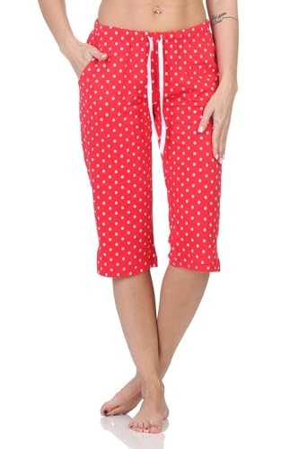 Normann Damen Schlafanzug Pyjama Capri-Hose 3/4-lang - Mix & Match - perfekt zu kombinieren, Farbe:Punkte_pink, Größe:44-46 von Normann