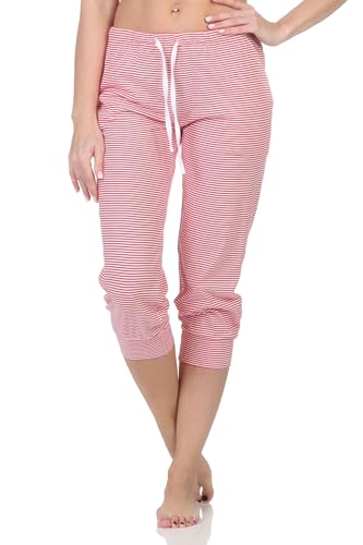 Normann Damen Schlafanzug Pyjama Capri-Hose 3/4-lang - Mix & Match - perfekt zu kombinieren, Farbe:Streifen_pink, Größe:40-42 von Normann
