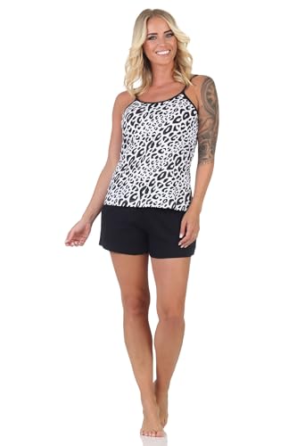 Normann Damen Schlafanzug Shorty Ärmellos in Animal Print Optik - auch in Übergröße, Farbe:dunkelgrau, Größe:36-38 von Normann