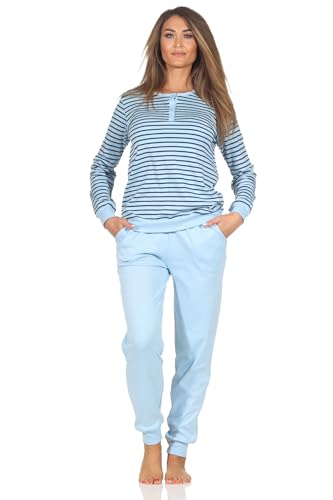 Normann Damen Schlafanzug in Kuschel Interlock Qualität - auch in Übergrößen, Farbe:hellblau, Größe:36-38 von Normann