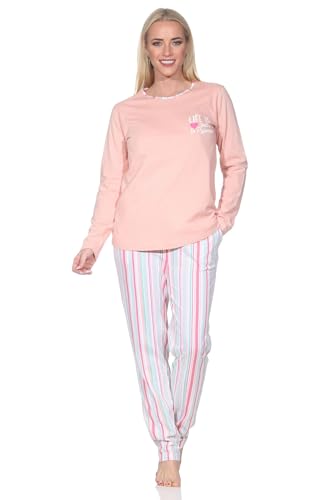 Normann Damen Schlafanzug lang Pyjama in edler Streifenoptik - auch in Übergrößen, Farbe:apricot, Größe:48-50 Normann Damen Schlafanzug lang Pyjama in edler Streifenoptik - auch in Übergrößen, Farbe:apricot, Größe:48-50 von Normann