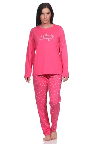 Normann Damen Schlafanzug lang Pyjama in wunderschöner Eiskristall Optik, Farbe:pink, Größe:36-38 von Normann