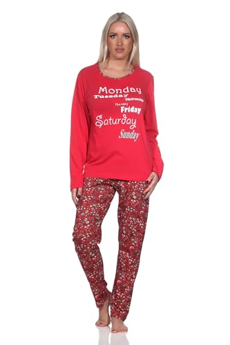 Normann Damen Schlafanzug lang mit Rundhals lässigem Print und floralem Allover-Muster, Farbe:rot, Größe:40-42 Normann Damen Schlafanzug lang mit Rundhals lässigem Print und floralem Allover-Muster, Farbe:rot, Größe:40-42 von Normann