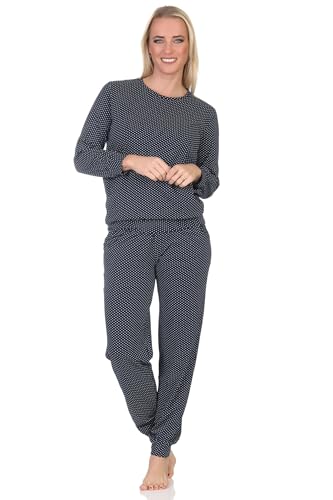 Normann Damen Schlafanzug mit Bündchen in Tupfen Optik - auch in Übergröße, Farbe:Allover, Größe:52-54 von Normann