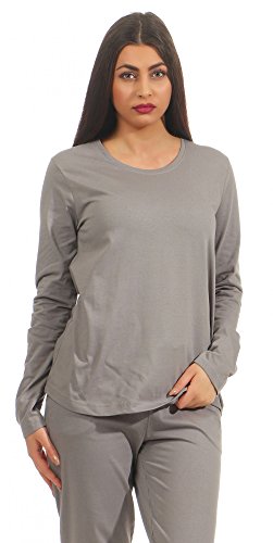 Normann Damen Shirt Oberteil Top Langarm Mix & Match auch in Übergrössen 181 219 90 902, Farbe:grau;Größe:44/46 von Normann