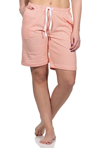 Normann Damen Shorty Schlafanzug Hose kurz - Streifenoptik - perfekt zu kombinieren, Farbe:orange, Größe:36-38 von Normann