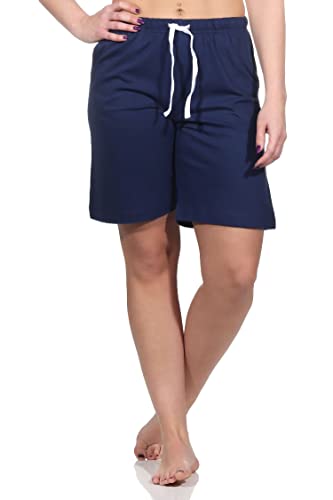 Normann Damen Shorty Schlafanzug Hose kurz - unifarben - perfekt zu kombinieren, Farbe:Marine, Größe:44-46 von Normann