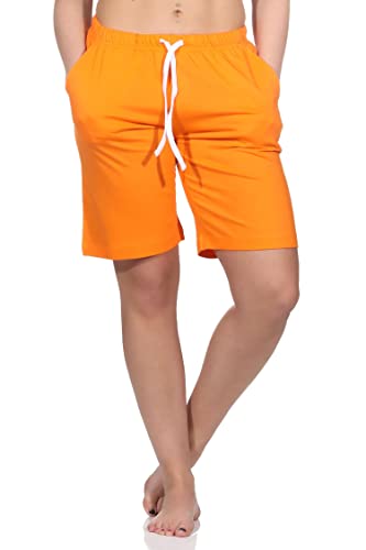 Normann Damen Shorty Schlafanzug Hose kurz - unifarben - perfekt zu kombinieren, Farbe:orange, Größe:48-50 von Normann