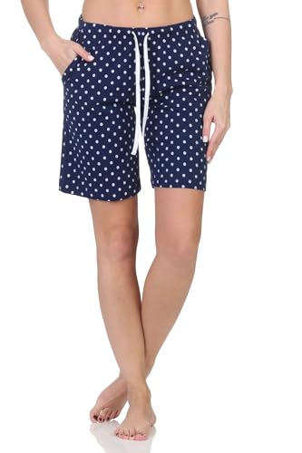Normann Damen Shorty Schlafanzug Pyjama Hose kurz - perfekt zu kombinieren, Farbe:Punkte_Marine, Größe:48-50 von Normann