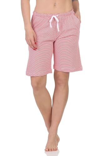 Normann Damen Shorty Schlafanzug Pyjama Hose kurz - perfekt zu kombinieren, Farbe:Streifen_pink, Größe:40-42 von Normann