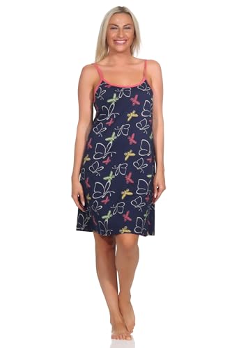 Normann Damen Spaghetti Nachthemd Negligé - auch in Übergrößen, Farbe:Marine, Größe:60-62 von Normann