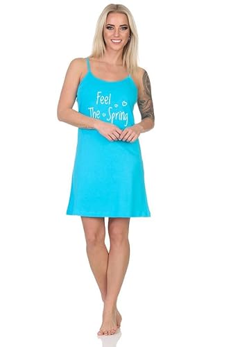 Normann Damen Spaghetti Nachthemd Negligé mit Frontprint - auch in Übergrößen, Farbe:hellblau, Größe:48-50 Normann Damen Spaghetti Nachthemd Negligé mit Frontprint - auch in Übergrößen, Farbe:hellblau, Größe:48-50 von Normann