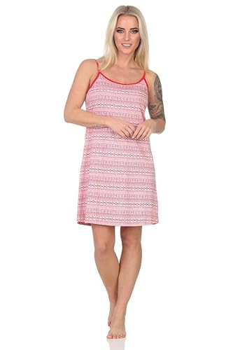 Normann Damen Spaghetti Nachthemd im Ethnolook - auch in Übergrössen, Farbe:Rose, Größe:40-42 von Normann