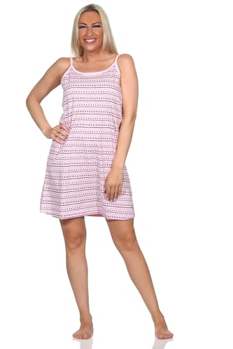 Normann Damen Spaghetti Nachthemd im Ethnolook - auch in Übergrössen, Farbe:rosa1, Größe:60-62 von Normann
