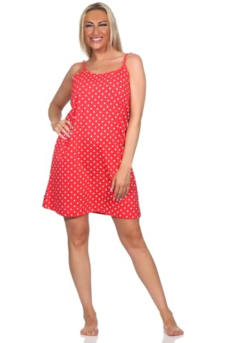 Normann Damen Spaghetti Nachthemd in Tupfen Punkte Optik - auch in Übergrößen, Farbe:pink, Größe:40-42 von Normann