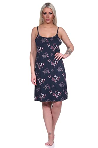 Damen Spaghetti Nachthemd in floralem Design - auch in Übergrößen, Farbe:Marine, Größe:56/58 Damen Spaghetti Nachthemd in floralem Design - auch in Übergrößen, Farbe:Marine, Größe:56/58 von Normann
