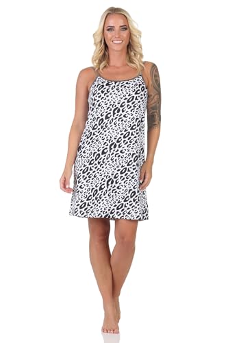 Normann Damen Spaghetti Träger Nachthemd im Animal-Print-Look - auch in Übergrößen, Farbe:grau, Größe:36-38 von Normann