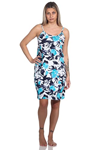 Damen Spaghetti Träger Nachthemd in floralem Print, Farbe:hellblau, Größe:40-42 von Normann