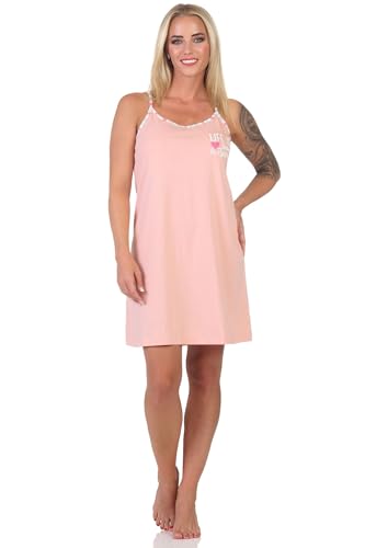 Normann Damen Spaghetti Träger Nachthemd mit Frontprint - auch in Übergrößen, Farbe:apricot, Größe:36-38 von Normann