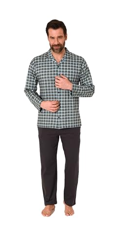 Normann Durchknöpfbarer Herren Pyjama/Schlafanzug, Langarm, in edler Karo-Optik, Farbe:grau, Größe:48 von Normann
