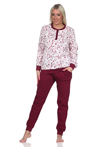 Normann Edler Damen Interlock Schlafanzug Pyjama lang mit Bündchen - auch in Übergrößen, Farbe:Creme, Größe:52/54 von Normann