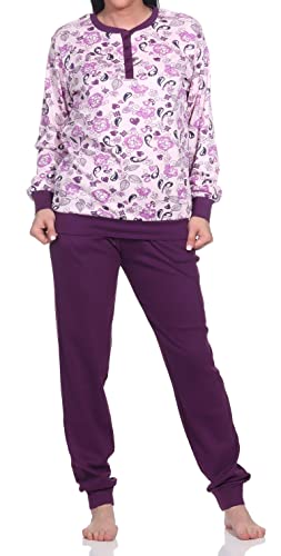 Normann Edler Damen Interlock Schlafanzug Pyjama lang mit Bündchen - auch in Übergrößen, Farbe:rosa, Größe:44/46 von Normann