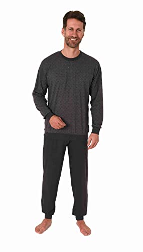Normann Edler Herren Langarm Schlafanzug Pyjama mit Bündchen in eleganter Minimalprint-Optik, Farbe:anthrazit, Größe:56 von Normann