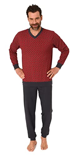 Normann Edler Herren Pyjama Langarm mit Minimal-Print - 122 101 10 750, Farbe:rot, Größe:58 von Normann