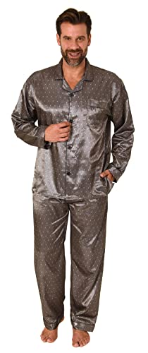 Normann Edler Herren Satin Pyjama, durchknöpfbarer Schlafanzug in Minimal-Optik, Farbe:anthrazit, Größe:56 von Normann