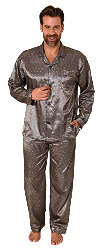 Normann Edler Herren Satin Pyjama, durchknöpfbarer Schlafanzug in Minimal-Optik, Farbe:anthrazit, Größe:62 von Normann