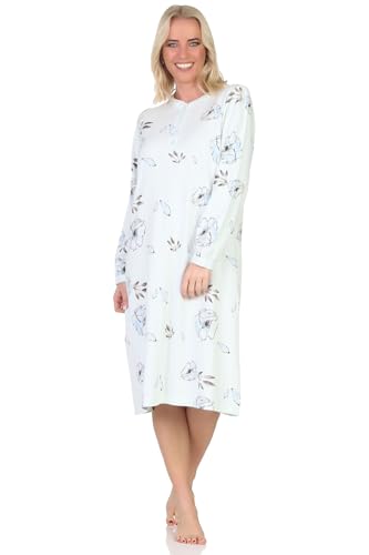 Normann Edles Damen Nachthemd Langarm in Kuschel Interlock-Qualität - auch in Übergröße, Farbe:hellblau, Größe:60-62 von Normann