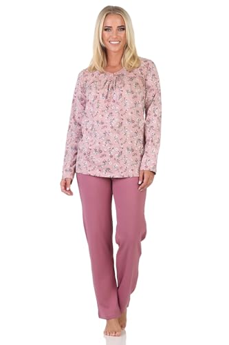 Normann Fraulicher Damen Pyjama Schlafanzug in floralem Design - auch in Übergrößen, Farbe:Altrose, Größe:56-58 von Normann