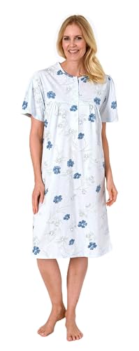 Normann Frauliches Kurzarm Damen Nachthemd in klassischer Optik,105 cm Länge, Knopfleiste am Hals, Farbe:hellblau, Größe:44-46 von Normann