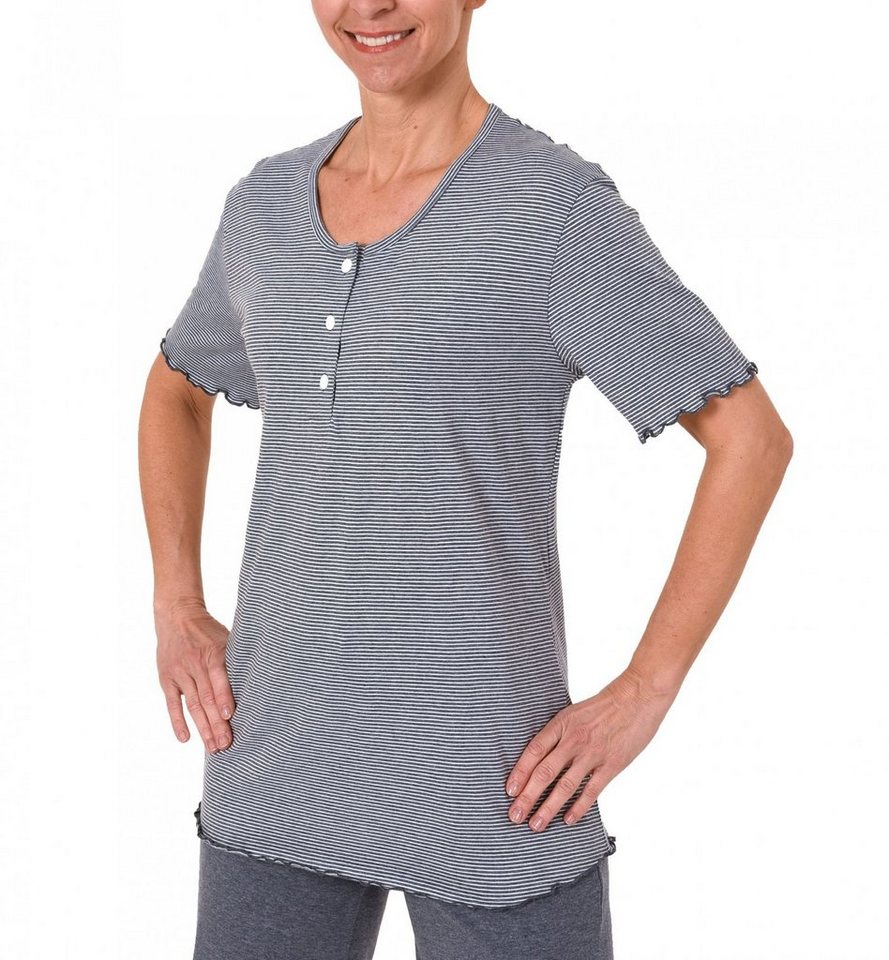 Normann Relaxanzug Damen Shirt Oberteil kurzarm Mix & Match Streifendessin von Normann