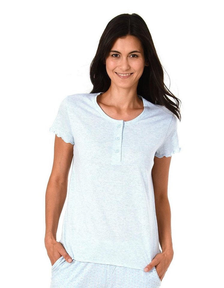 Normann Relaxanzug Damen Shirt Top kurzarm, Streifenoptik Mix & Match -191 220 903 von Normann