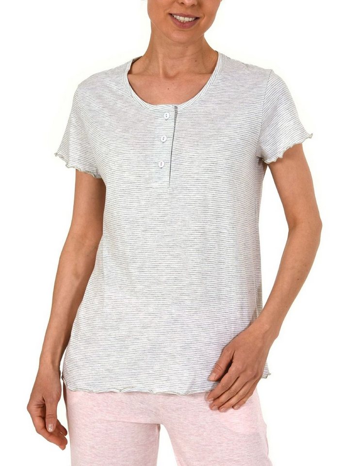 Normann Relaxanzug Damen Shirt Top kurzarm, Streifenoptik Mix & Match -191 220 903 von Normann