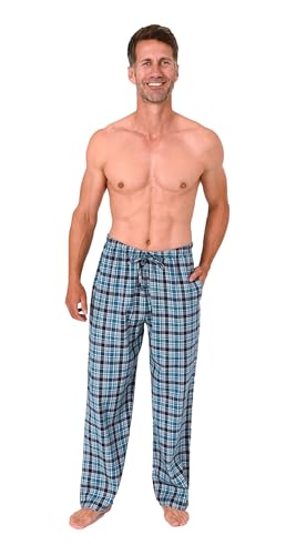 Normann Herren Flanell Schlafanzug Pyjama Hose in Karo Optik -auch in Übergröße, Farbe:Marine, Größe:58 von Normann