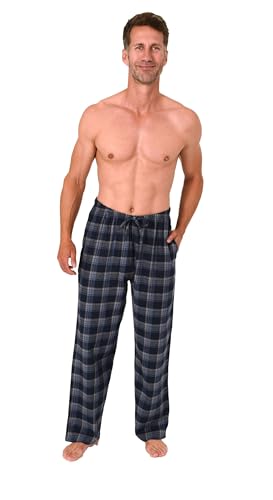 Normann Herren Flanell Schlafanzug Pyjama Hose in Karo Optik -auch in Übergröße, Farbe:grau/Marine, Größe:56 von Normann