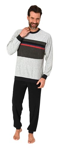 Normann Herren Frottee Langarm Schlafanzug mit Bündchen - Pyjama auch in Übergröße, Farbe:grau-Mel., Größe:58 von Normann