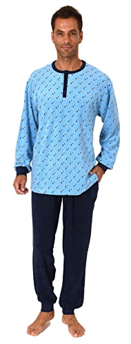 Normann Herren Frottee Schlafanzug Pyjama lang mit Bündchen - auch in Übergrössen bis Gr. 68/70, Farbe:hellblau, Größe:64/66 von Normann
