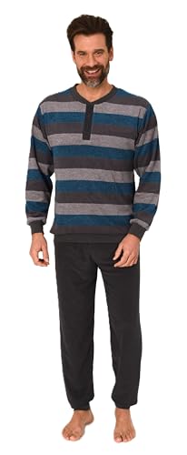 Normann Herren Frottee Schlafanzug in Blockstreifen-Optik - auch in Übergröße, Farbe:grün, Größe:58 von Normann