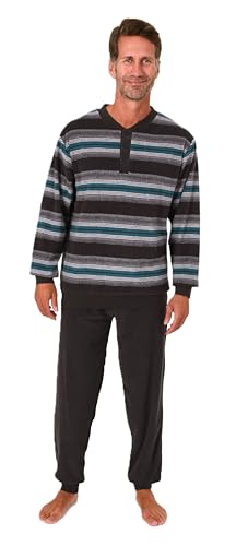 Normann Herren Frottee Schlafanzug lang mit Bündchen - auch in Übergröße, Farbe:grün, Größe:64-66 von Normann