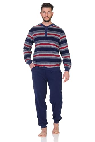 Normann Herren Frottee Schlafanzug lang mit Bündchen - auch in Übergröße, Farbe:rot, Größe:68-70 von Normann