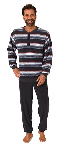 Normann Herren Frottee Schlafanzug mit Bündchen in edler Blockstreifen-Optik, Farbe:dunkelgrau, Größe:54 von Normann
